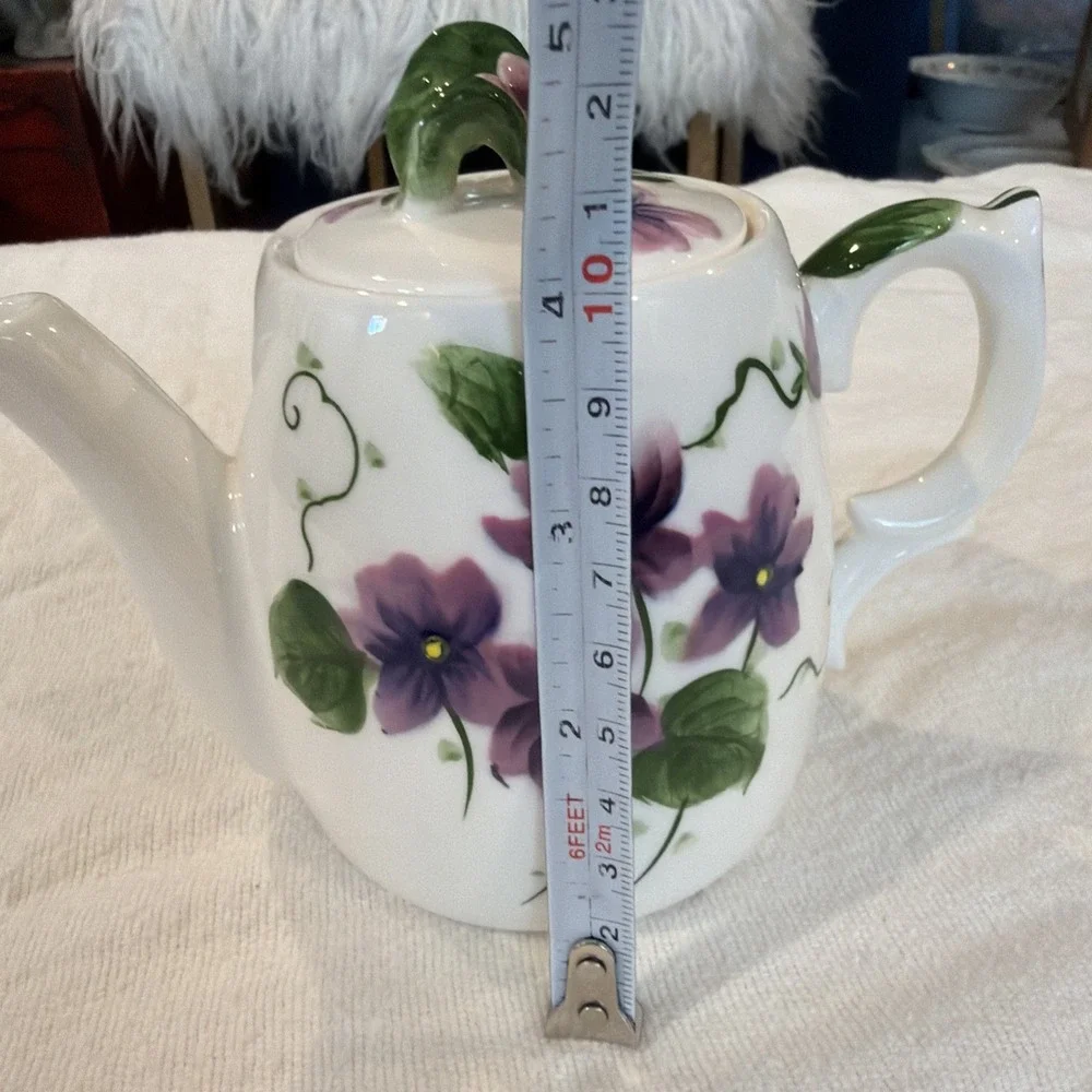 VTG‎ MCM Lefton Sweet Violets Hand Painted Individual 2 Cup Teapot